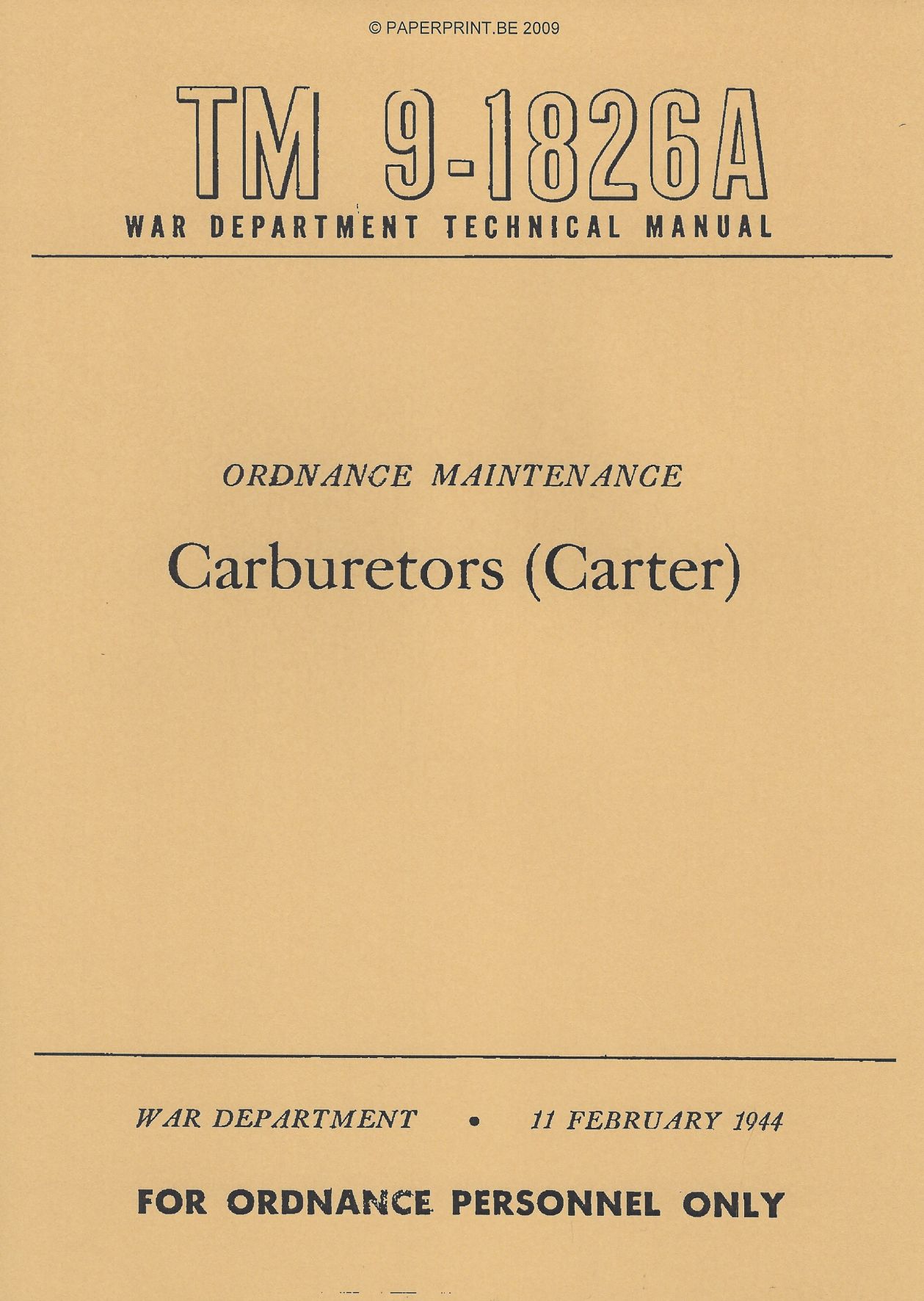 TM 9-1826A US CARBURETORS (CARTER)
